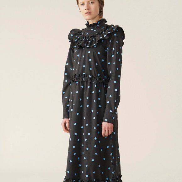 GANNI Printed Cotton Poplin Maxi Dress - Picture 1 of 6